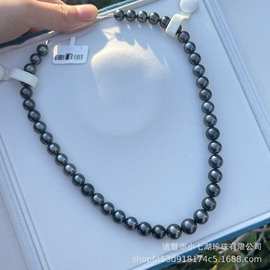 8.1-11.2mm天然海水珍珠大溪地项链黑绿正圆基本无暇高品质项链