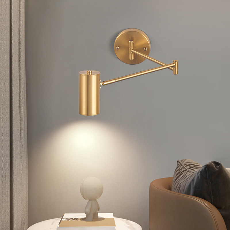 Nórdico led dormitorio cabezal de cama lectura moderna minimalista creativa sala de estar estudio plegable telescópico largo mecedor lámpara de pared