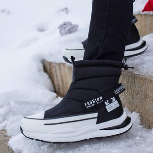 In stock winter fleece-lined waterproof casual men's cotton shoes short women's snow boots thickened warm non-slip couple cotton boots
