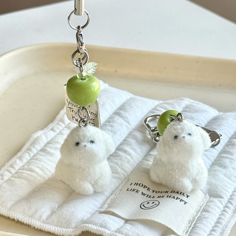 Resin Flocking Stereo Cute Little Animal Doll Mixed DIY Handmade Keychain Mobile Phone Chain Bag Pendant
