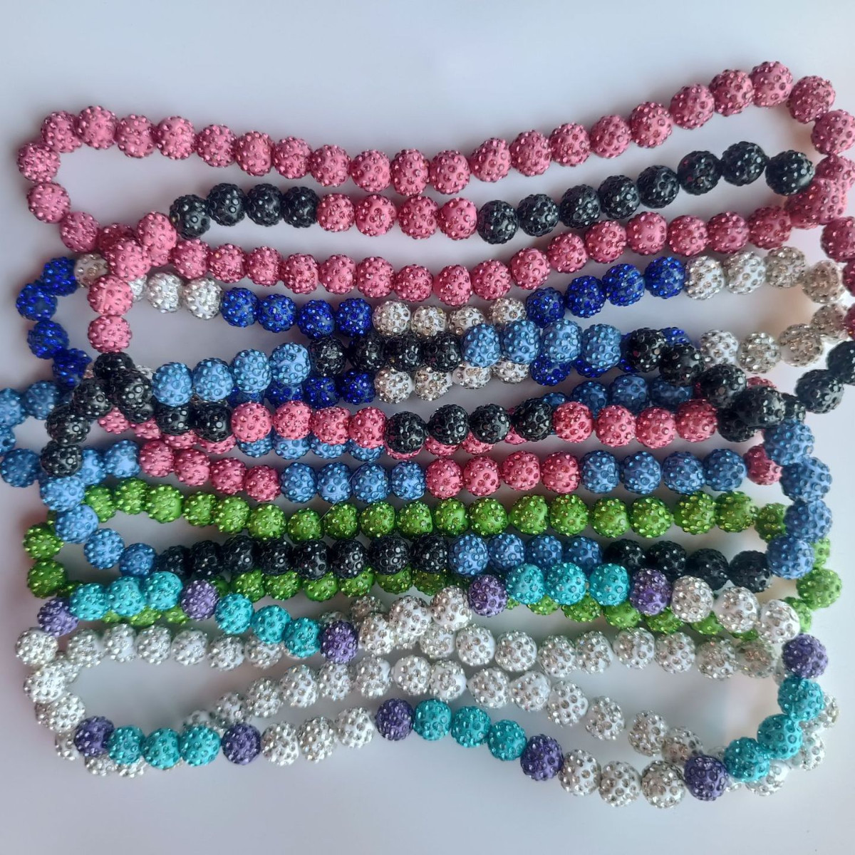 12mmAB软陶泥钻球珠子弹力线香巴拉项链白红棒球亚马逊跨境k334