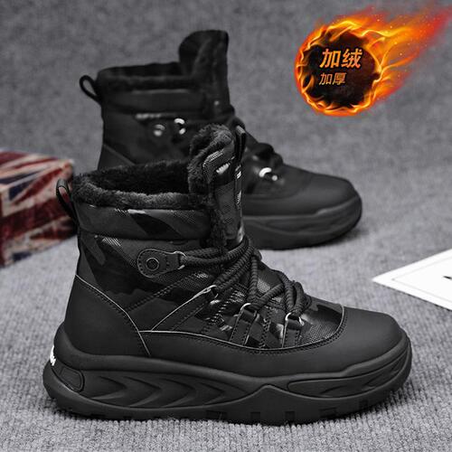 2025 Men's Winter Fleece-Quilted High-Top Martin Boots | Men's Workwear Shoes | Trendy Thick-Soled, Padded Cotton Boots for Warmth | Ankle Boots
