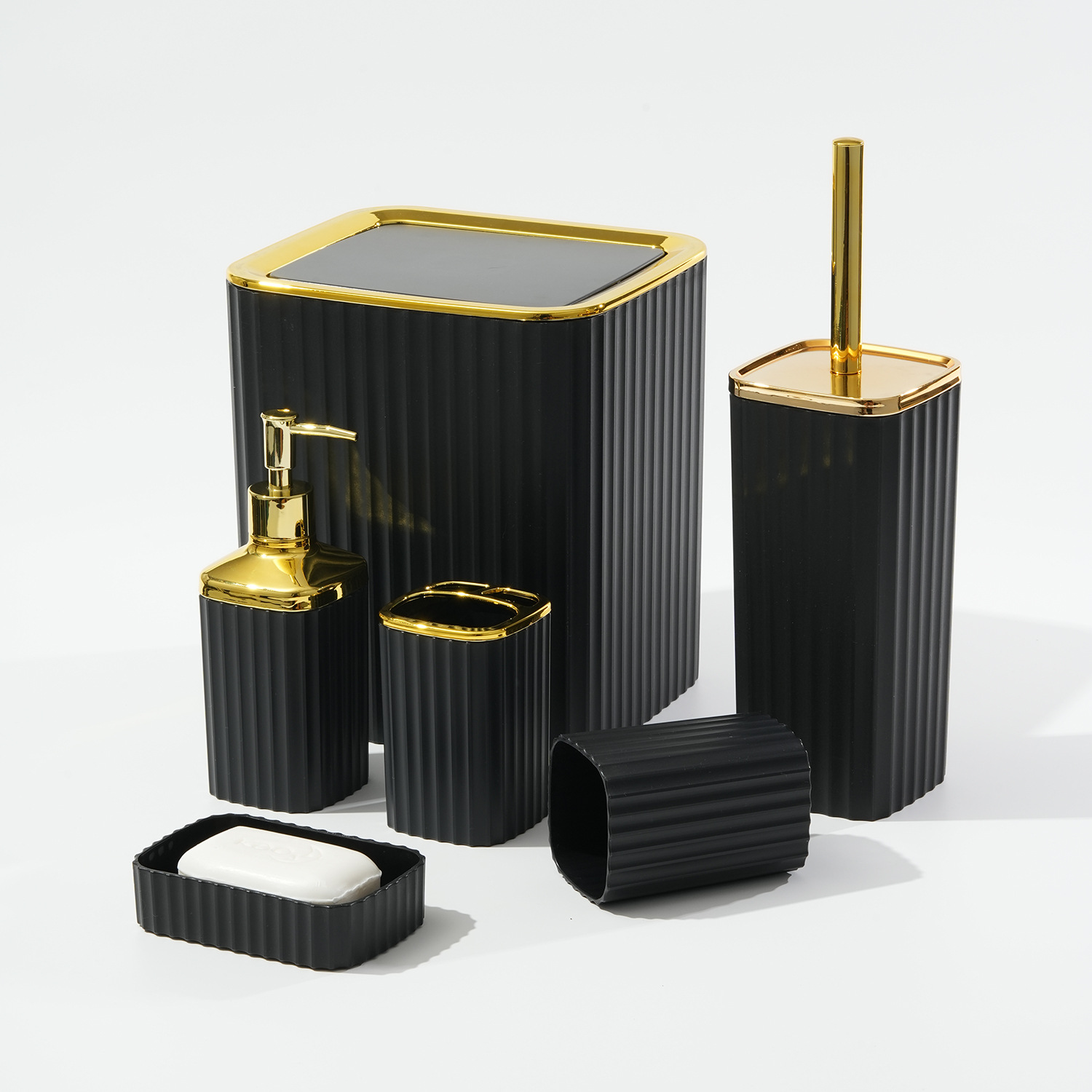 Juego de Accesorios de Baño Set de 6 Piezas de Plástico para Baño y Hotel