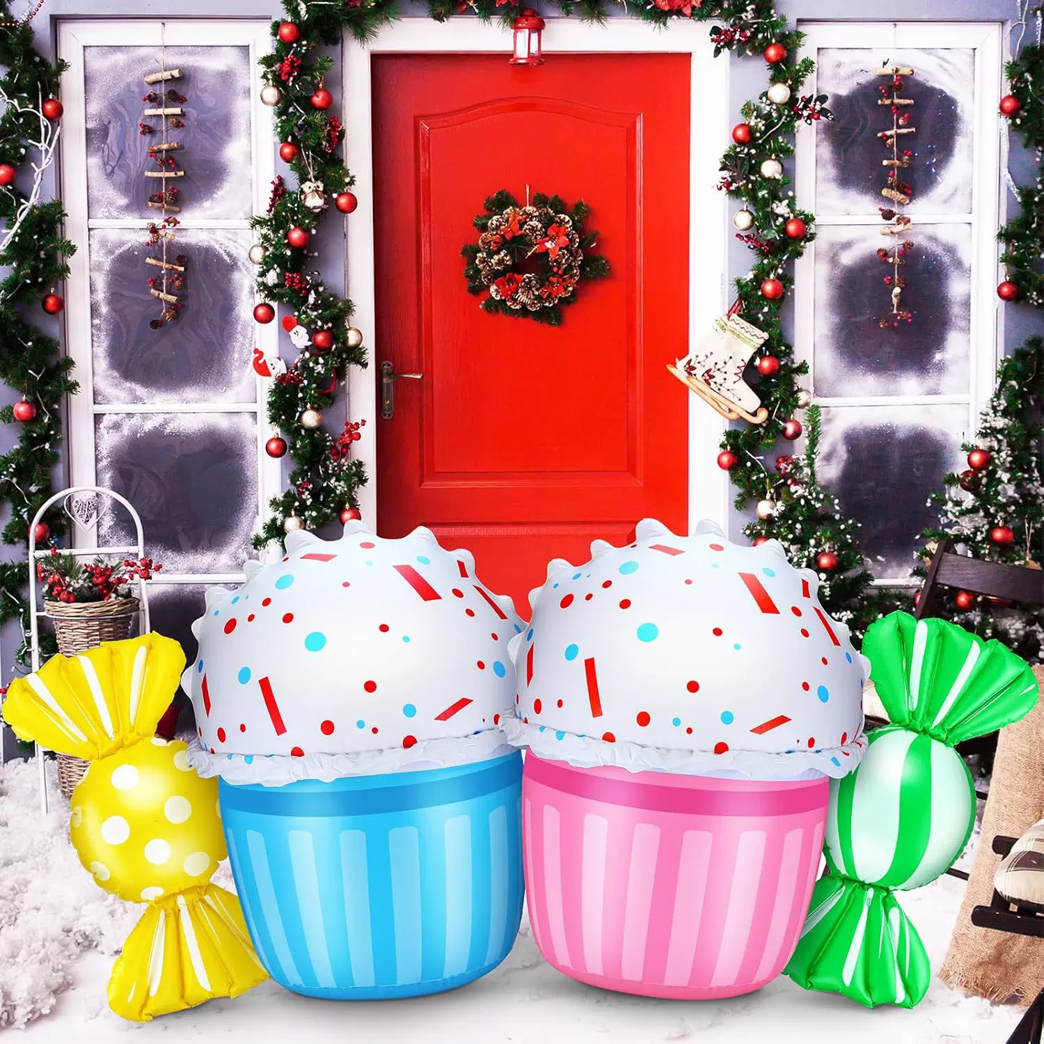 跨境pvc充气仿真冰淇淋 pvc充气小蛋糕雪糕甜点甜筒美食街装饰品