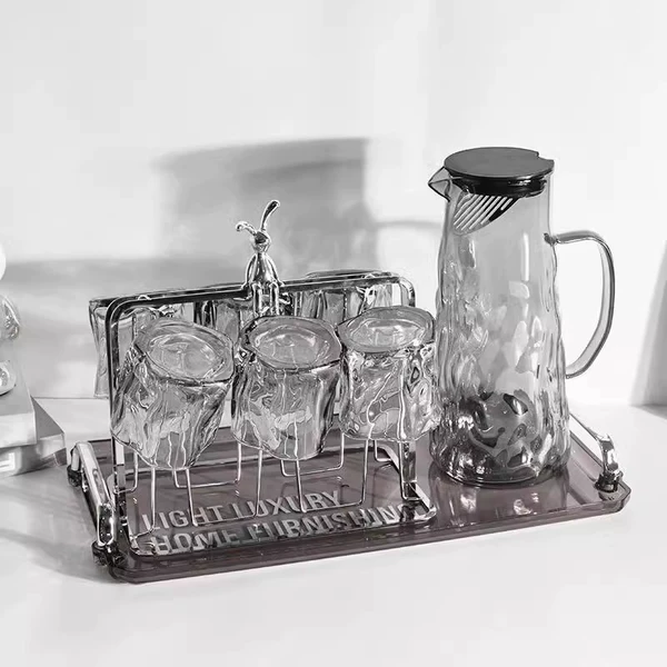 Smoke gray glacier kettle 1 pot 6 cups + cup holder + tray
