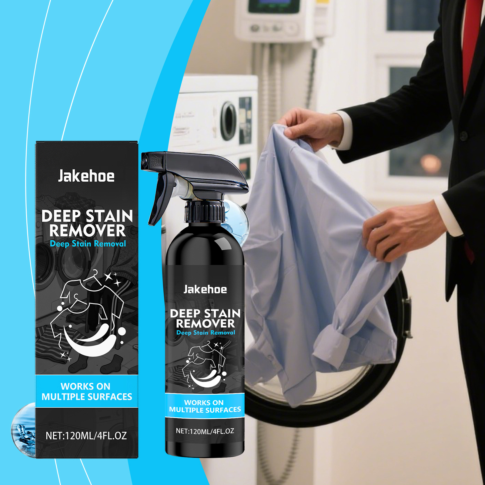 JAKEHOE 衣物污渍清洁剂 多面料适配家庭日常洗涤表面油渍脏污剂