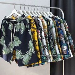 メンズビーチパンツ、休暇、海辺、速乾性、ゆったり、薄手、5点式メンズショートパンツ、スポーツカジュアルフラワーパンツ卸売