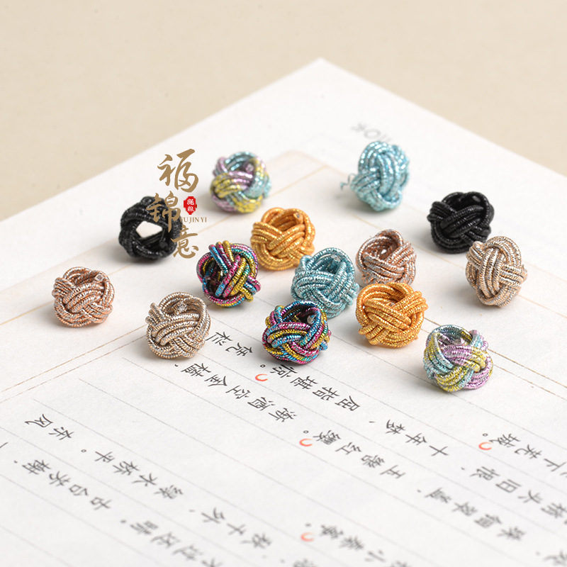 纯手工编织金银线双层菠萝结diy手链手绳配件隔珠纽扣金线菠萝结