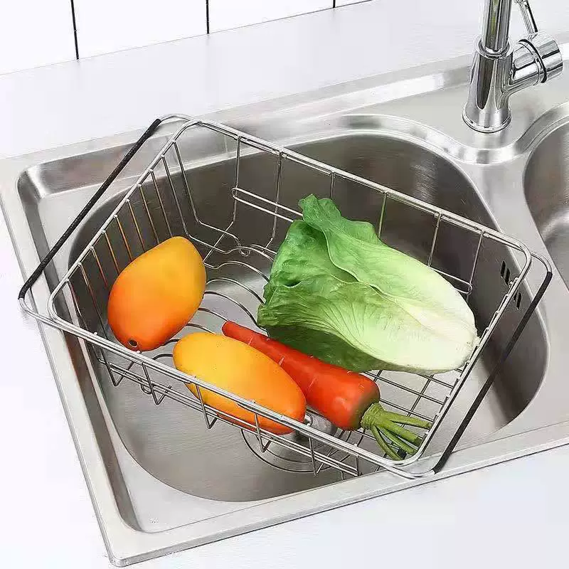 Нержавеющая сталь раковина телескопическая дренажная корзина кухонная водосточная полка посуда и палочки для хранения стеклообразная полка для размещения фруктов и овощей корзина для мытья овощей