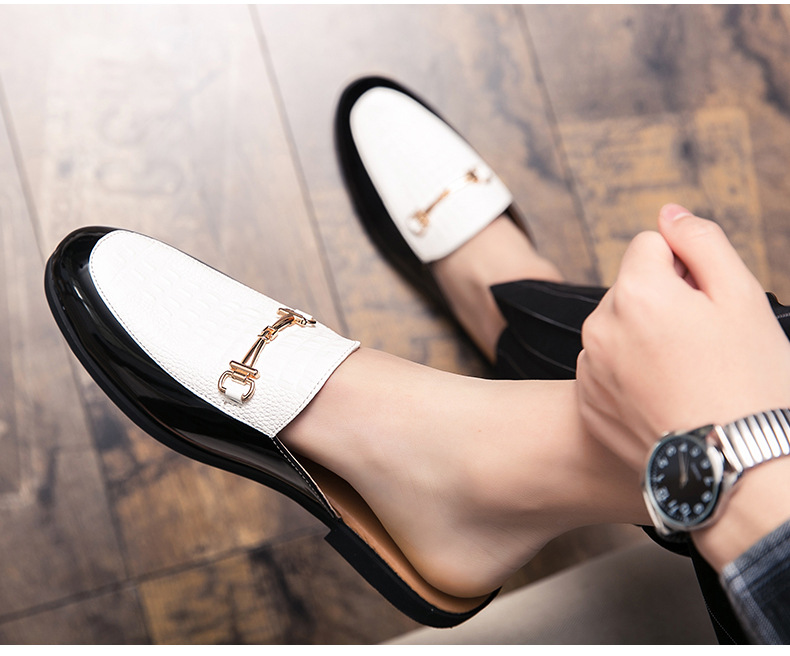 Fashion Men's Closed-Toe Autumn New Soft Sole Backless Lazy Leather Shoes British Style Large Size Half Slippers Sandals_vogvips.com