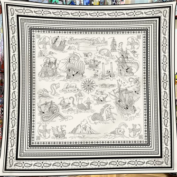 Autumn and Winter Thick Velvet Scarf for Women, Heavy Large Square Shawl, Dual-Use, Warm and Versatile, Taiwanese Version, Printed with Hand-Rolled Edges