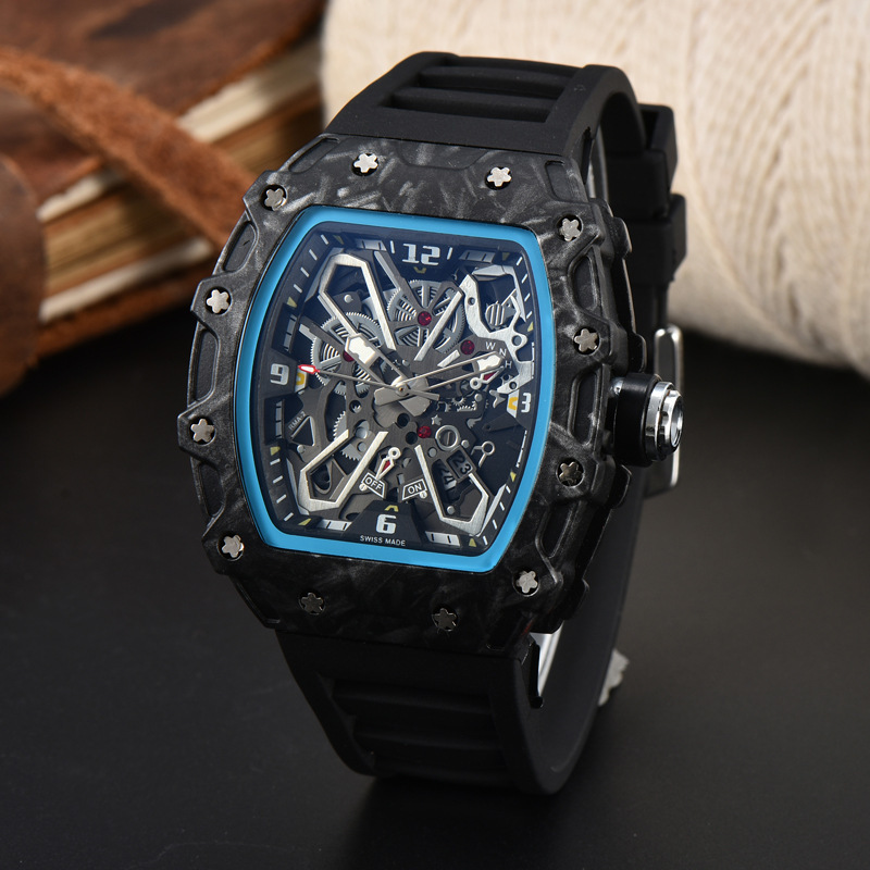 New Richard stunning color simulation carbon fiber butterfly hollow craft quartz pointer watch in stock wholesale