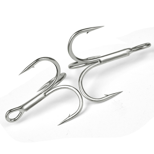 Three hooks, bright tin fish hooks with barbed three anchor hooks, twice reinforced high carbon steel lure hooks, fishing gear wholesale