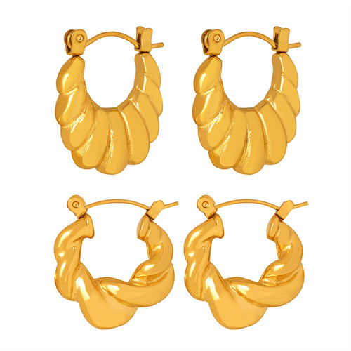 European and American Cross-border Exclusive Titanium Steel Non-Fading Luxury French Knot U-Shaped Earrings for Women