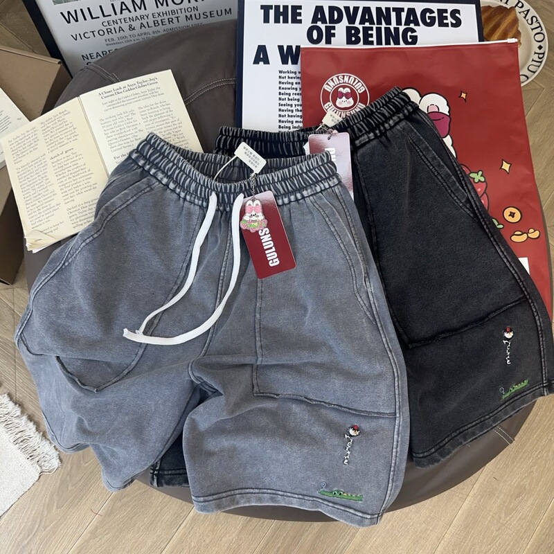 Paper Bag House! Gulunsunu Paper Bag House Fleece Washed Snowflake 300g Versatile Slimming Shorts for Women Korean Style