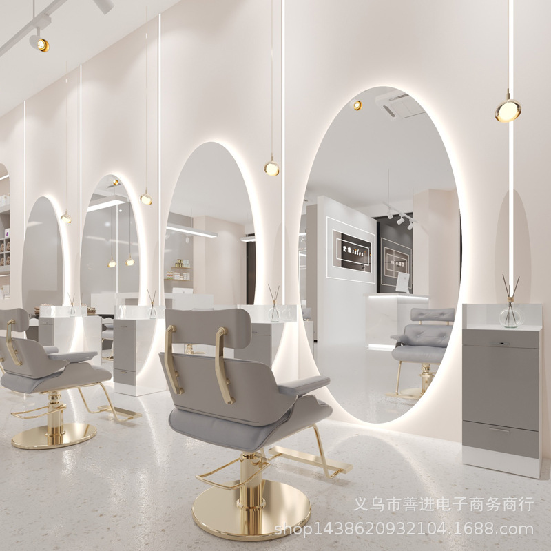 Espejo de Peluquería Inteligente con Luz LED de Metal Ovalado para Salón de Belleza image 25