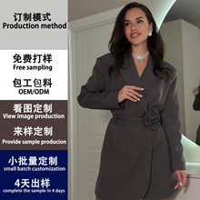 2025跨境新款法式时尚气质通勤修身黑色西装外套女式高级感上衣