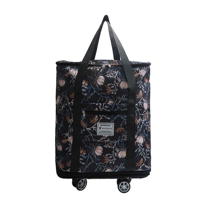 Bolsa de viaje con rueda universal, bolsa de lona de gran capacidad para mujer, almacenamiento de viaje de corta distancia, bolsa de envío de polea de doble capa, bolsa de espera