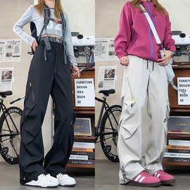 秋冬季加绒加厚美式机能冲锋裤男女高街潮牌工装裤宽松大码休闲裤