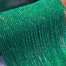 2MM 3MM 4MM 天然巴西绿玛瑙切面刻面散珠 硬抛足球面半成品长链a