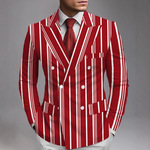 2025外贸男装秋季新款大码英伦商务休闲印花双排扣西装男士西服