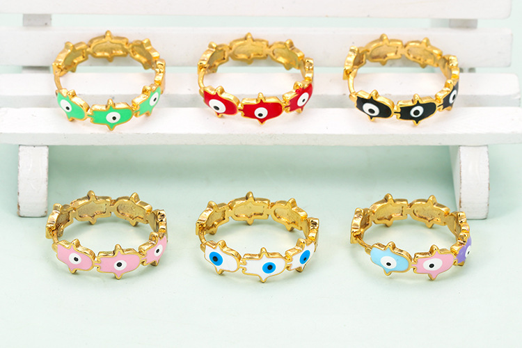 12g Weight Hoop Earrings Classification Fashion Devil's Eye Palm Copper Enamel Plating Hoop Earrings 1 Pair