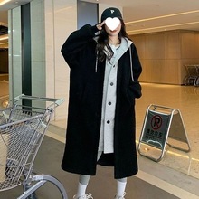 假两件羊羔绒大衣女冬季新款加厚保暖加绒毛呢今年流行的漂亮外套