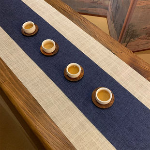Linen Waterproof Tea Mat, Linen Table Flag, Modern Simple Chinese Style Cotton and Linen Zen Dry Tea Table Tablecloth Tea Mat