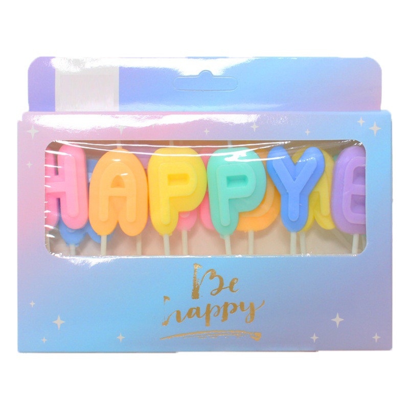 Nueva Corea del Sur ins macaron carta de color vela Feliz cumpleaños hornear pastel de cumpleaños vela