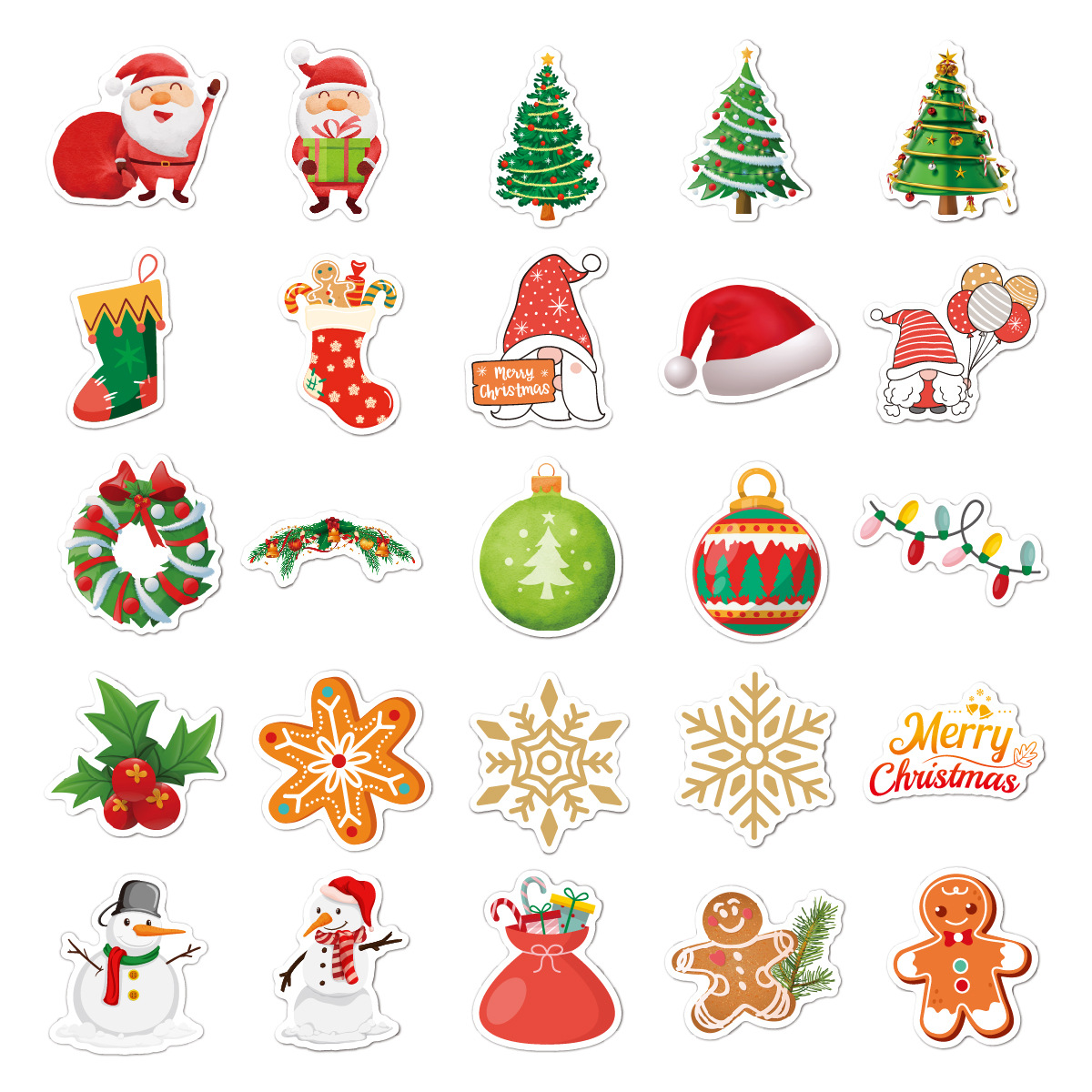 Cute Cartoon Christmas Pattern Holiday Decoration Stickers 50 Pieces Wholesale display picture 4