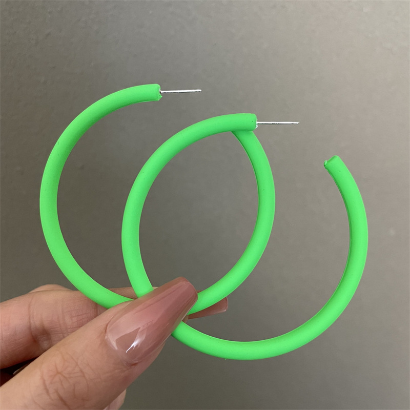 0602 형광녹색 특대 C링 925실버바늘