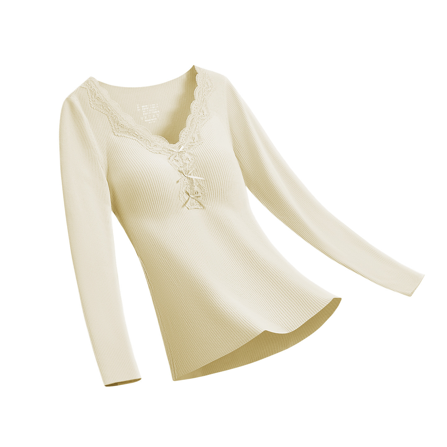 Cama cálida de cuello bajo de otoño con cojín de pecho camiseta de fondo de invierno invernal ropa interior antibacteriana 10A con manga larga gruesa
