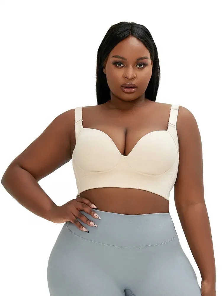 Full Coverage Bra Cup Solid Color Underwire Bra Simple Style Nylon Sponge Seamless Gather Breathable All Seasons Bra