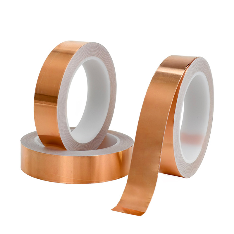 Los fabricantes venden al por mayor cinta de lámina de cobre puro de alta temperatura cinta de lámina de cobre sin polvo cinta de lámina de cobre conductora simple y doble de protección ambiental