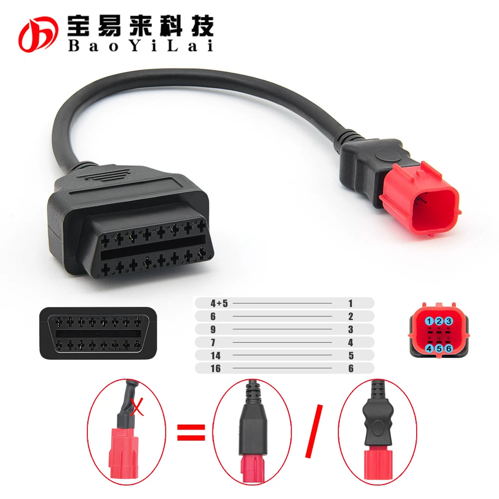 Кабель-адаптер OBD 6-pin для мотоциклов Honda, Guzzi, Piaggio, Vespa