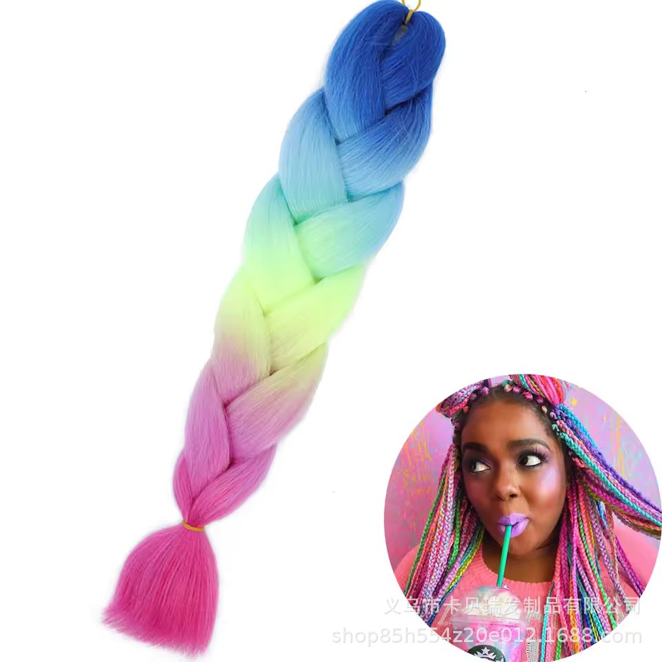 Xuchang pelucas al por mayor seda de alta temperatura teñido africano gran trenza jumbobraid fibra química colorida trenza sucia venta caliente