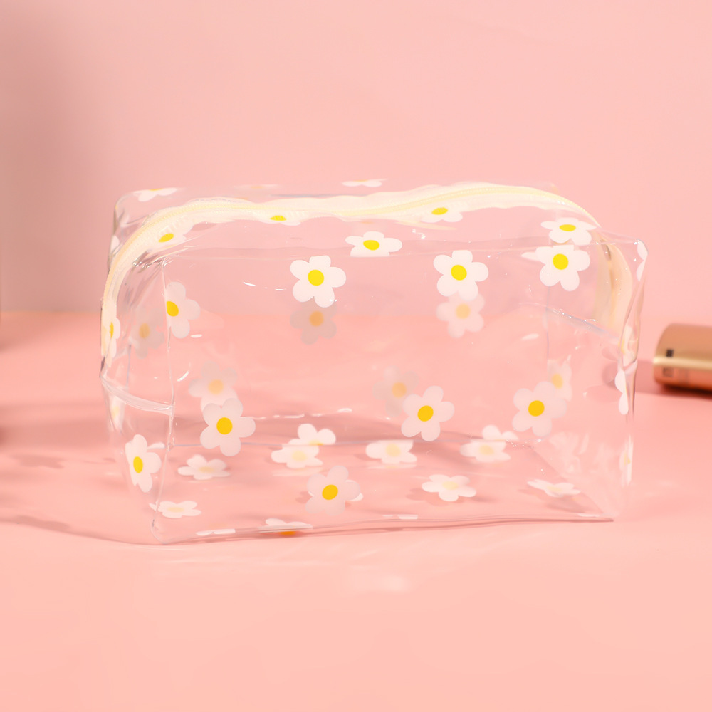 Bolsa de maquillaje impermeable transparente transfronteriza de flores portátil de gran capacidad para mujeres almacenar bolsa de lavado especial para viajes
