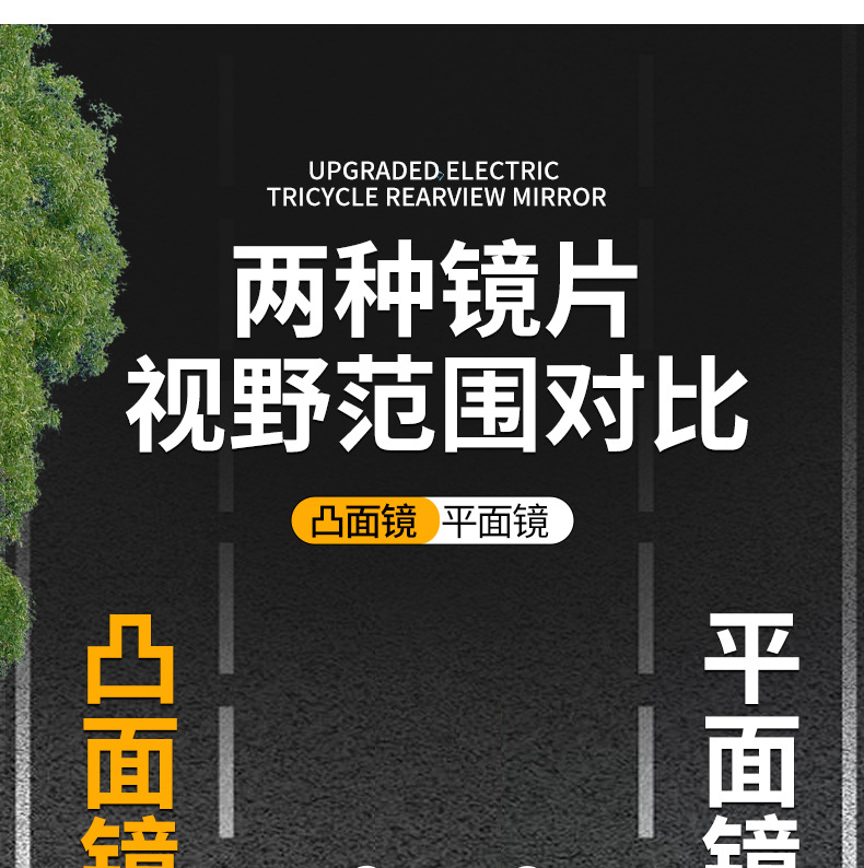 Electric Vehicle Motorcycle Fisheye Wide-Angle Rearview Mirror Convex Mirror Large Field of View High-Definition Rearview Mirror Universal Reflector