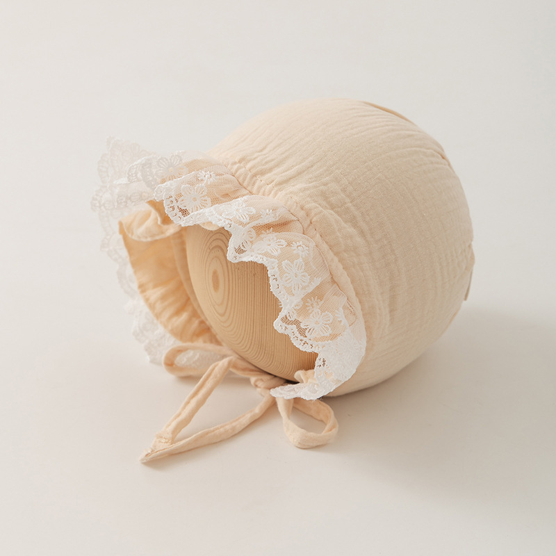 Sombrero de princesa de encaje de bebé primavera y otoño sombrero de bebé de otoño gorro de protección de orejas de la corte gorro de cabeza gorro de bebé de niña gorro de cabeza