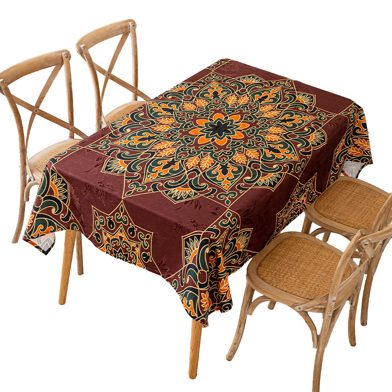 Mantel jacquard estilo retro Mumbaak, mantel festivo, antiarrugas, grueso, para el hogar, restaurante, mesa de centro