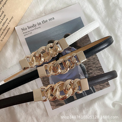 Leather women's fine waist belt to decorate coat waist sash match skirt suit jacket belt chain fashionable versatile ins style belt