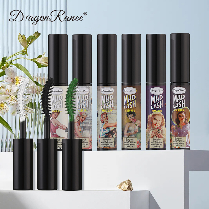 Dragonranee Cross-Border Mascara Waterproof Retro Style Thick Colorful Blue Purple White Mascara