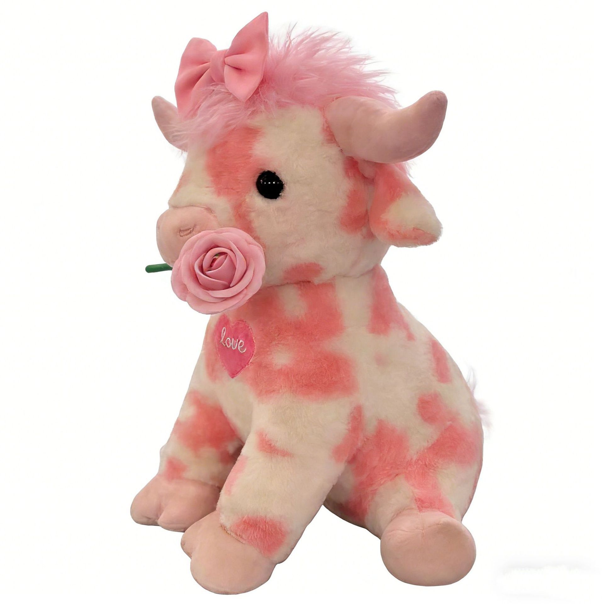 Peluche de vaca highland cor-de-rosa fofa presente namorados_voghion.com