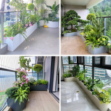 阳台不锈钢花箱定 制室外露台卡座花槽房地产户外花盆移动组合树