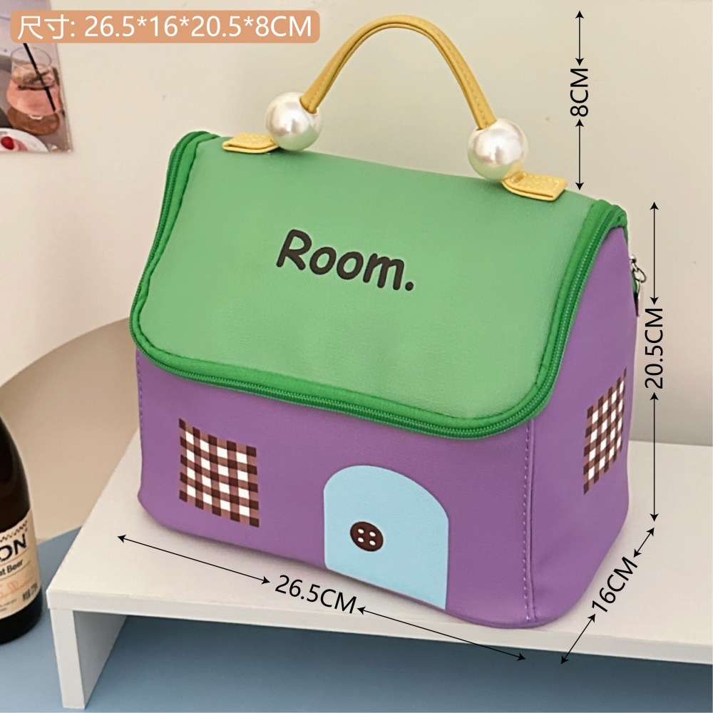 Bolsa de maquillaje de alta calidad de dopamina casa, bolsa de maquillaje portátil impermeable de gran capacidad de partición para niñas, bolsa de almacenamiento portátil de viaje