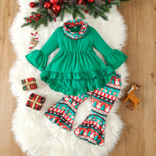 Children's suit New small and medium-sized girls 'trumpet long-sleeved tuxedo girls' Christmas bell-bottom pants suit