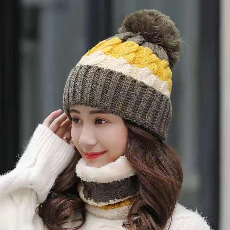 Women's Autumn Korean Style Thickened Warm Scarf Windproof Winter Cycling Ear Protection Knitted Hat Versatile_voghion.com
