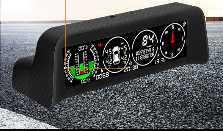 Car Hud Head-Up Display Tire Pressure Monitoring Internal and External Altitude Gps Speed Slope Voltage Compass High-Definition Display