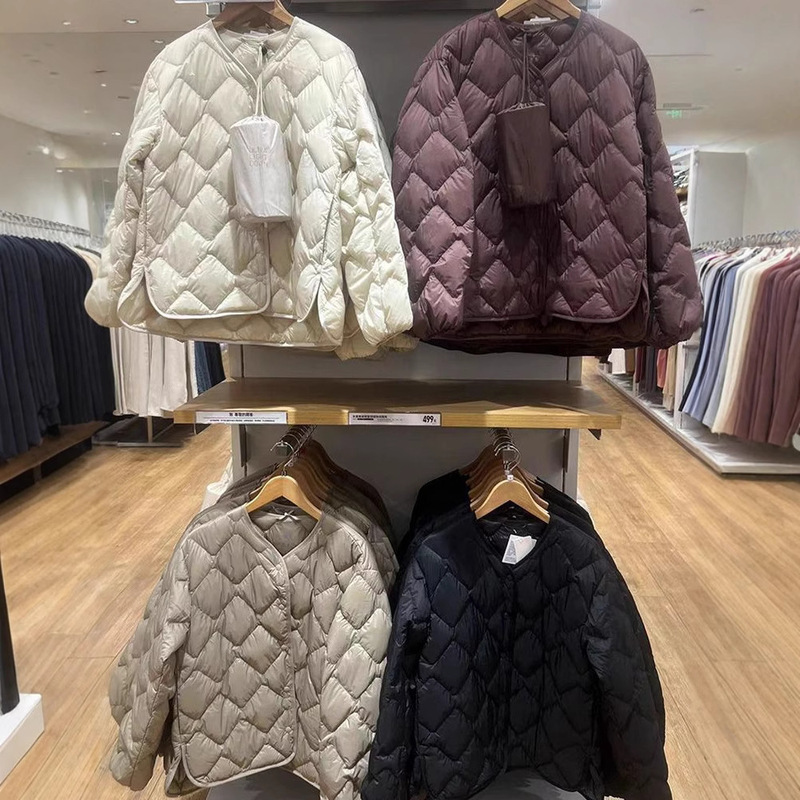 Cross-Border Tiktok New High-End down Jacket Women's Short Lightweight down Lining Round Neck Casual Jacket