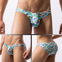 GAY歐美外貿性感低腰男士內褲頭卡通印花U凸吸濕排汗三角褲E099